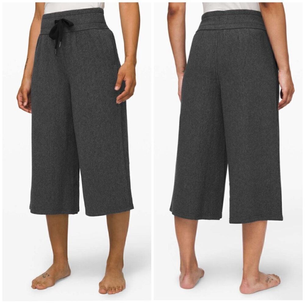 Lululemon Retreat Yourself Heathered Core Dark Grey Cropped Wide Leg Pant Size 4